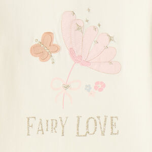 T-shirt manches longues bébé fille appliqué fantaisie 
