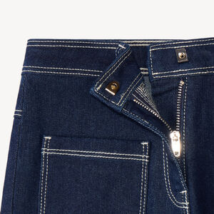 Jean fille coupe large uni avec poches plaquées 
