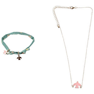 Set collier + bracelet en tissu fille 