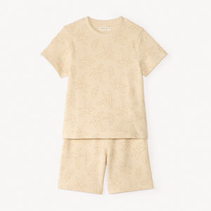 Ensemble 2 pièces t-shirt + short en nid d’abeille imprimé palmiers pour garçon 