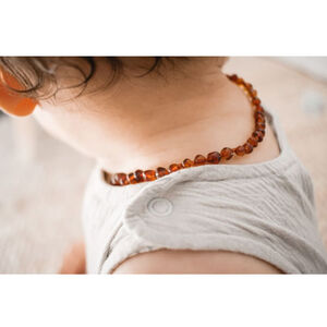 Collier de dentition Ambre - Cognac 