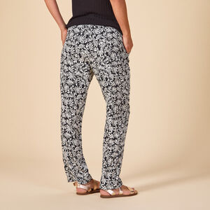 Pantalon fluide imprimé feuillage avec ceinture pour femme 