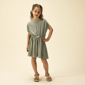 Robe manches courtes imprimée effet froissé pour fille 