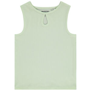 Débardeur uni côtelé à goutte ajourée pour fille 