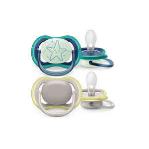 Lot de 2 sucettes en silicone Ultra Air Night phosphorescente 6-18M 