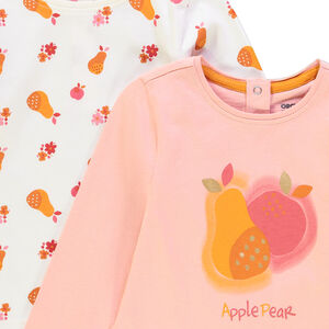Lot de 2 t-shirts manches longues imprimés pour bébé fille 