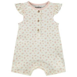 Combinaison courtes en maille côte et motif jacquard pour bébé fille 