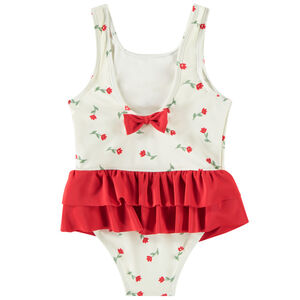 Maillot de bain 1 pièce effet 2 en 1 imprimé fleurs pour bébé fille 