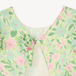 Robe manches courtes imprimé fleurie avec ouverture dans le dos pour fille 