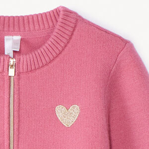 Gilet zippé en tricot coupé-cousu pour bébé fille 