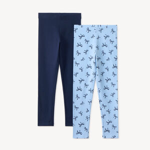 Lot 2 leggings uni et imprimé pour fille 