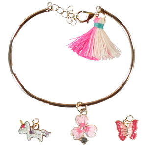 Set bracelet + 3 charms pailletés pour fille 