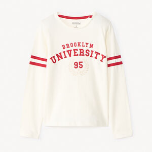 T-shirt manches longues print varsity pour fille 