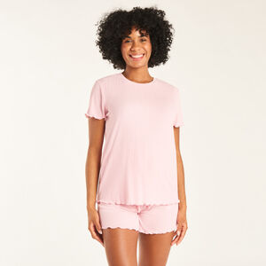 Ensemble de pyjama t-shirt manches courtes + short avec bandeau haut de grossesse 