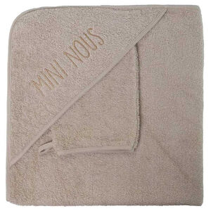 Cape de bain + Gant "Mini Nous" 70x70cm Sable 