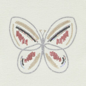 Pull en tricot côtelé avec papillon scintillant pour fille 