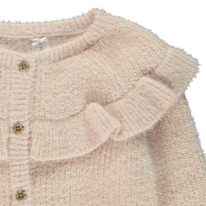 Gilet uni en tricot avec empiècement volanté pour bébé fille 