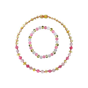 Box bijoux adulte et enfant en pierre lemon et quartz rose 