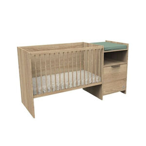 Lit combiné évolutif 60 x 120 cm + commode à langer Azur aspect chêne doré 