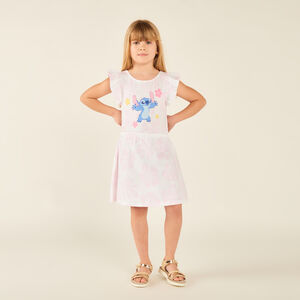 Robe manches courtes volantées Stitch Disney pour fille 