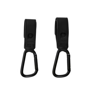 Lot de 2 crochets de poussette Simone en simili cuir noir 