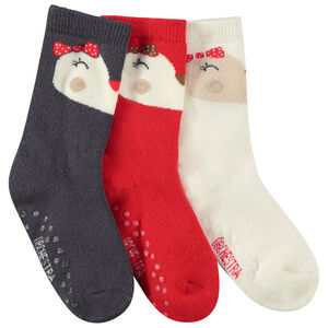 Lot de 3 paires de chaussettes antidérapantes print pingouin fille 