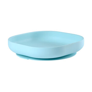 Assiette en silicone avec ventouse Bleu 