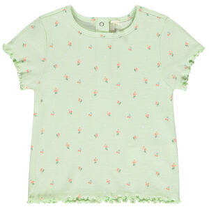 T-shirt manches courtes côtelé imprimé fleurs pour bébé fille 