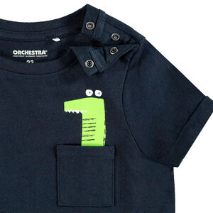 T-shirt manches courtes à poche et print dinosaure 