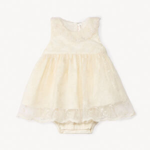 Combinaison courte 2-en-1 en tulle brodée pour bébé fille 