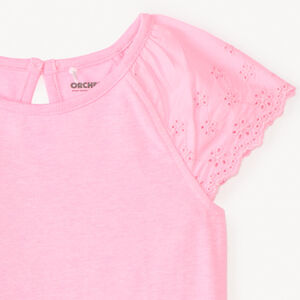 T-shirt manches courtes en popeline uni pour bébé fille 