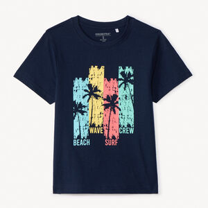 T-shirt manches courtes uni print fantaisie pour garçon 