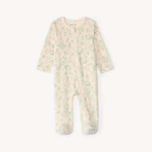 Dors-bien bébé fille zippé en velours imprimé fleurs et papillons 
