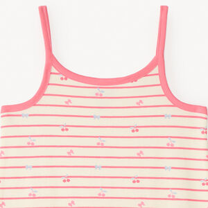 Chemise de nuit à bretelles style marinière imprimé cerises pour fille 