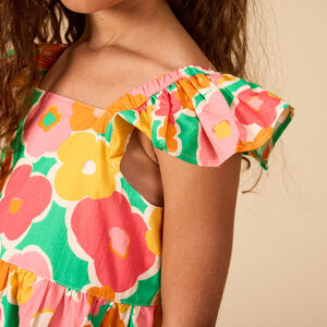 Robe manches courtes imprimé fleurs plates pour fille 