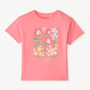 T-shirt manches courtes coupe oversize print fleuris pour fille 