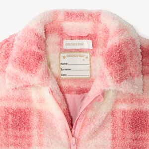Blouson fille en sherpa à carreaux 