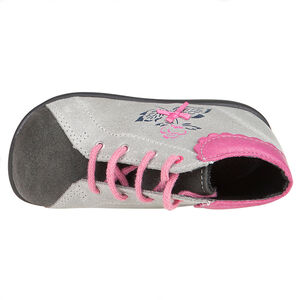 Bottillons en cuir à lacets roses fleur et noeud  