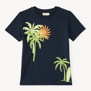 T-shirt manches courtes broderie et print palmiers pour garçon 