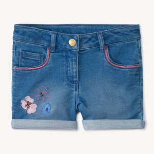Short en jean avec broderies et sequins pour fille 