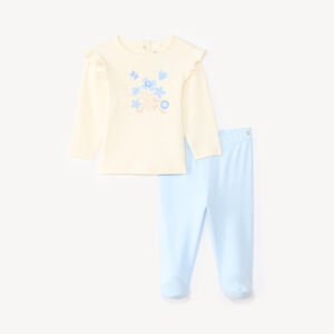 Set de pyjama 2 pièces t-shirt + pantalon print fleurs pour bébé fille (finitions différentes selon l'âge) 