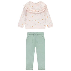 Ensemble jogging molleton avec sweat volanté pour bébé fille 