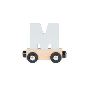 Lettre "M" wagon en bois - gris 
