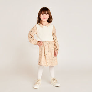 Robe manches longues à pois 2 en 1 pour fille 
