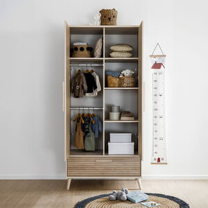 Armoire 2 portes et 1 tiroir Eefje Cashmere Beige/Groovy Chêne 