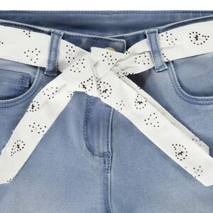 Jean slim avec ceinture imprimée à nouer pour fille 