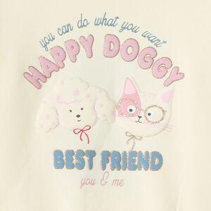 Sweat bébé fille oversize print chien et chat 