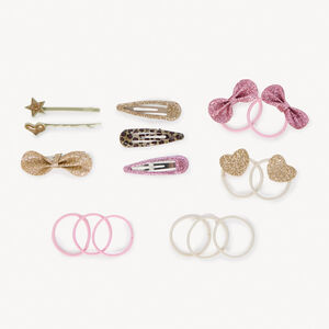 Lot de 10 élastiques et 6 barrettes fantaisie pour fille 