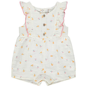 Combinaison courte en gaze de coton imprimé fruits pour bébé fille 