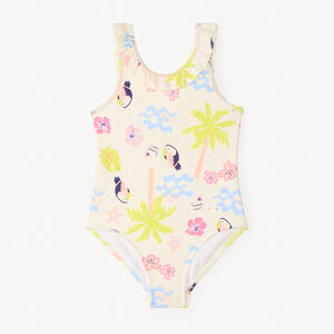 Maillot de bain 1 pièce anti-UV SPF 50+ imprimé fantaisie pour fille 